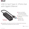 USB-keskitin CLUB3D USB 3.2 Gen1 Type-A 3 liitännällä ja gigabitin Ethernet