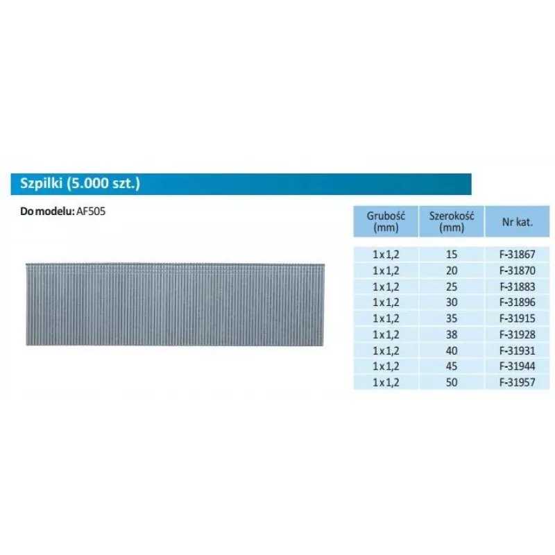 Makita F-31957 Brad-naulat, 1,2 x 50 mm, 5000 kpl