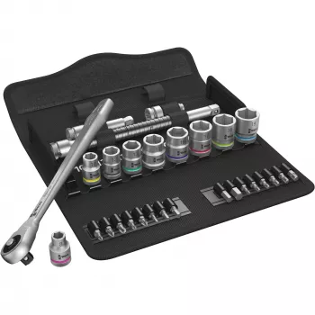 Wera 8100 SB 7 - hylsyavainsarja - musta - kromi - CE - räikkäkahva - 1 kpl - 3/8