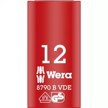 VDE Zyklop-hylsyavainsovitin, 12mm, 3/8 punainen/keltainen, eristetty 1 000 volttiin asti