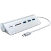 Satechi Type-C alumiininen USB-keskitin ja kortinlukija, hopea, ST-TCHCRS