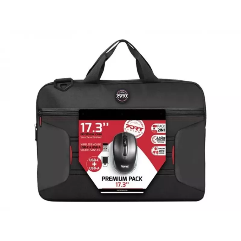 Port Designs PREMIUM PACK 17.3 501874 messenger-kannettavan laukku 43,9 cm (17,3 tuumaa) langattomalla hiirellä, polyesteri, musta