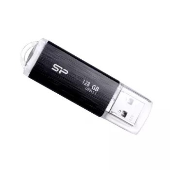 USB-muistitikku Silicon Power 128 GB USB Type-A 3.2 Gen 1 Blaze B02, muovikorkki, avainrengas, musta