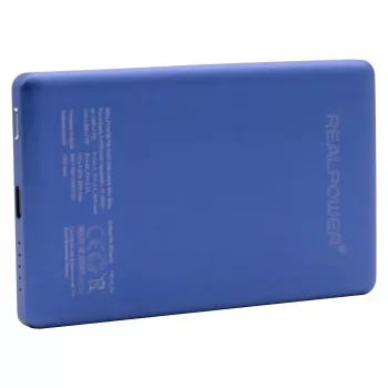 Varavirtalähde RealPower PB-5000 MAG 5000 mAh MagSafe-yhteensopiva langaton lataus, USB-C, 20 W lähtöteho, sininen