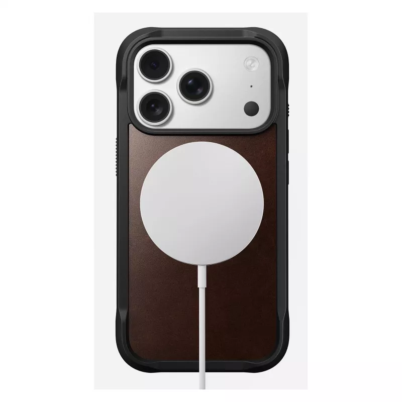 Nomad Rugged Leather Case -puhelinkotelo iPhone 17 Pro, 6,3 inch (16 cm), ruskea, nahka/TPU/alumiini