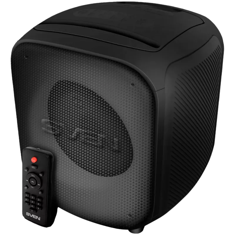 Kaiutin SVEN PS-555, musta, lähtöteho 65 W (RMS), TWS, Bluetooth, USB, microSD, kaukosäädin, litiumakku