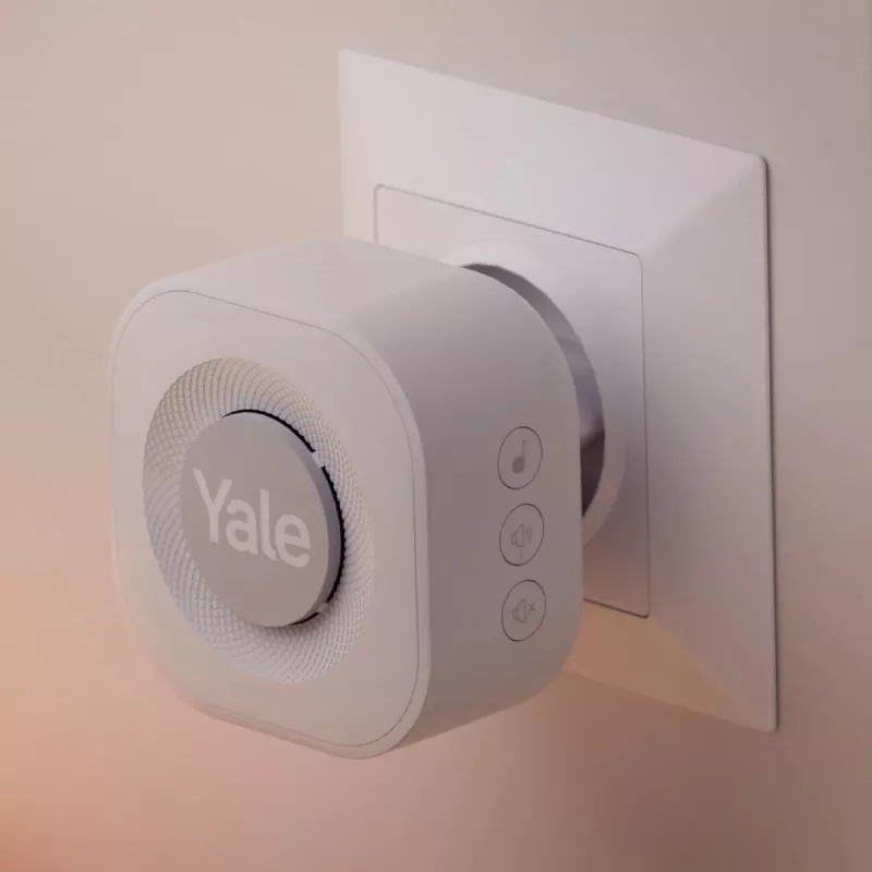 Yale ovikello-gong harmaa, valkoinen