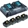 Makita DC18RD - laturi + akku 4 x - Li-Ion - 6 Ah - 108 Wh - 2 x akun lataus (199485-6)