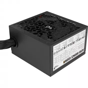 Virtalähde AEROCOOL AERO BRONZE 650W APFC (V.2 2025) — 650W ATX-virtalähde aktiivisella PFC:llä