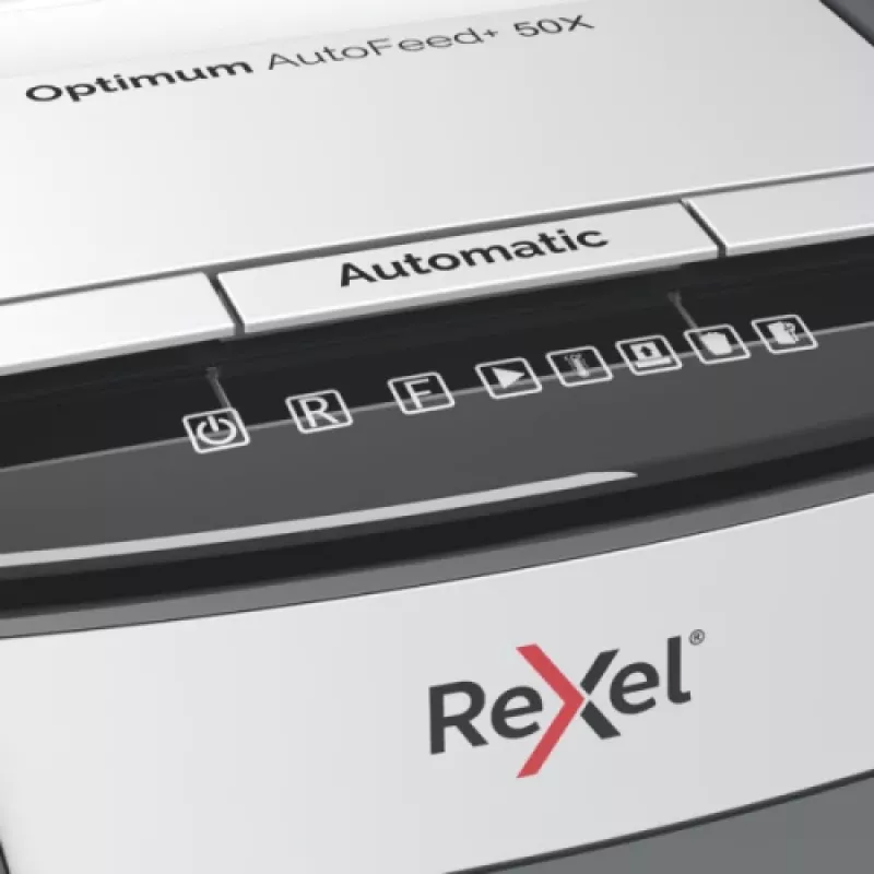 Rexel Optimum AutoFeed+ 50X silppuri automaattisella syötöllä, silppuleikkaus, P4