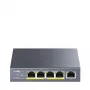 Cudy GS1005P verkkokytkin — 5-porttinen Gigabit Ethernet 4 PoE-portilla, 60 W kokonaisteho, metallikotelo, rack-asennettava
