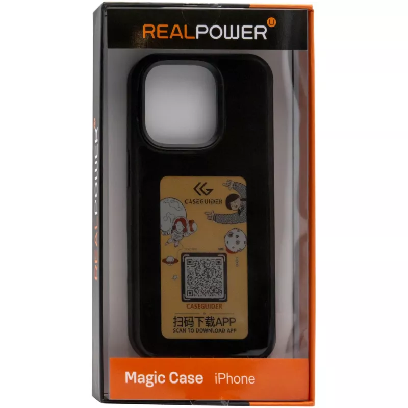 RealPower 504404 Magic Case -suojakuori iPhone 15:lle, värinäyttö, MagSafe, musta