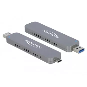 Ulkoinen kotelo M.2:lle M.2 NVMe PCIe SSD:lle, asemakotelo hopea, USB Type-C- ja Type-A-liittimellä