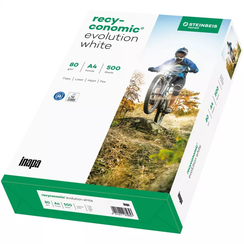 Tulostuspaperi Inapa Tecno Recyconomic Evolutio A4 80 g/m² 500 arkkia valkoinen