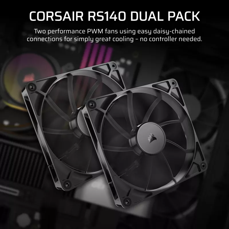 Corsair RS140 140 mm -kotelotuuletin 2 kpl:n pakkaus musta
