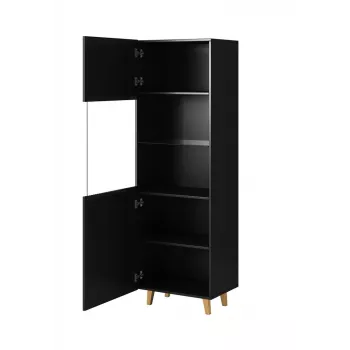 Vitriinikaappi Cama Meble PAFOS 60x40x182 cm mattamusta — lattialla seisova seinäkaappi