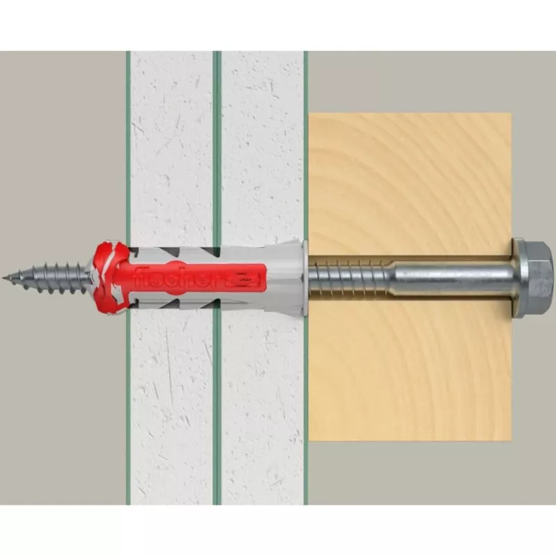 fischer tappi DUOPOWER 10x50 BigBox vaaleanharmaa/punainen 210 kpl uudelleensuljettava (570550)