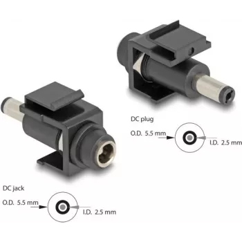 DeLOCK Keystone-moduuli DC 5,5 x 2,5 mm naaras uros musta