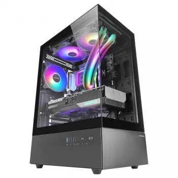 PC-kotelo TACENS Mars Gaming MC-XO Midi Tower musta — ATX/Micro-ATX/Mini-ITX, virtalähde alhaalla, 1×120 mm takatuuletin, tukee näytönohjaimia jopa 328 mm