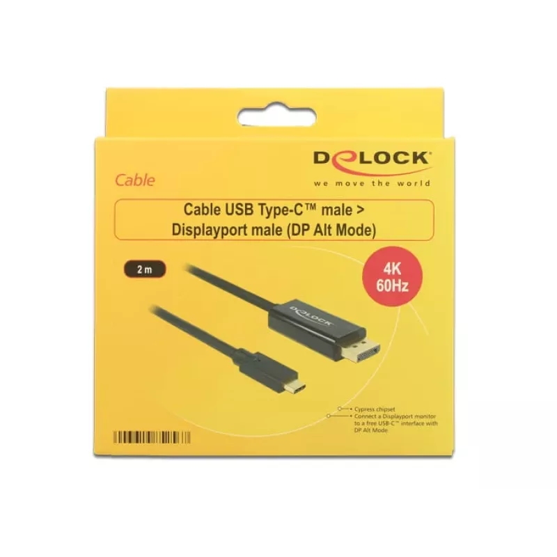 DeLOCK 85256 videokaapeli-adapteri 2 m USB Type-C DisplayPort musta