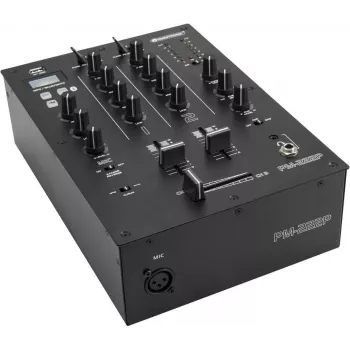 DJ-mikseri Omnitronic PM-222P 2-kanavainen soittimella, kompakti 2-kanavainen mikseri integroidulla mediasoittimella
