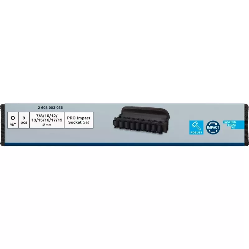 Iskuvääntöhylsysarja Bosch 3/8 inch, 9-osainen, musta, standardi