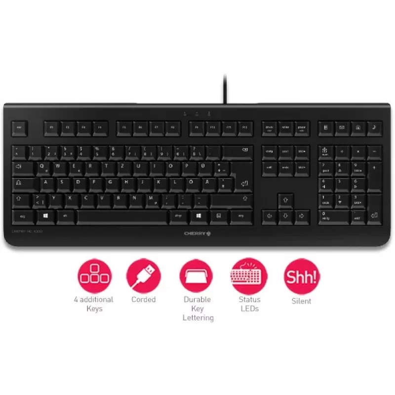 CHERRY KC 1000 näppäimistö toimisto USB QWERTY espanja musta