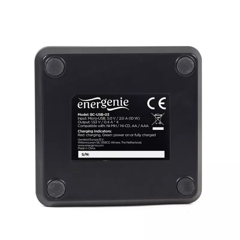 Akkulaturi Gembird BC-USB-03 USB-yhteensopiva AA AAA musta