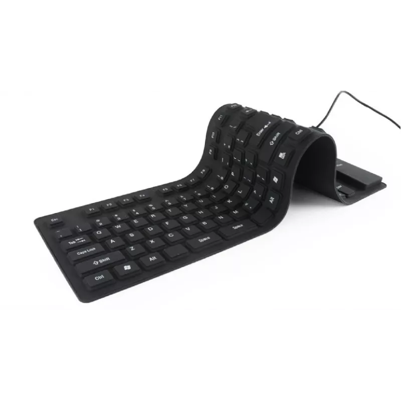 Silikoninäppäimistö USB+PS/2 musta