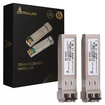 Extralink SFP+ -moduuli 10G 2 kpl:n pakkaus, 10 Gbit/s, 850 nm, 300 m, monimuoto