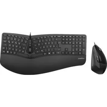 Perixx PERIDUO-505B, DE, näppäimistö- ja hiirisarja, USB-kaapeli, ergonominen, musta (PERIDUO-505B)
