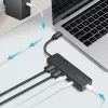 USB-C-keskitin, 4 porttia 2x USB-A, 2x USB-C, musta