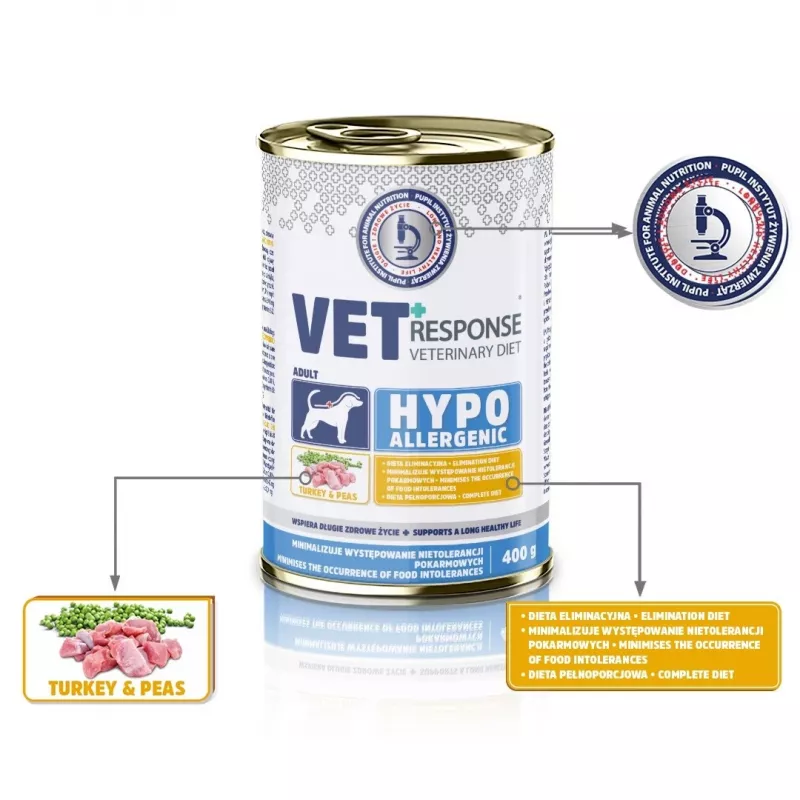 VET RESPONSE Hypoallergenic kalkkuna - märkäruoka koirille - 400 g