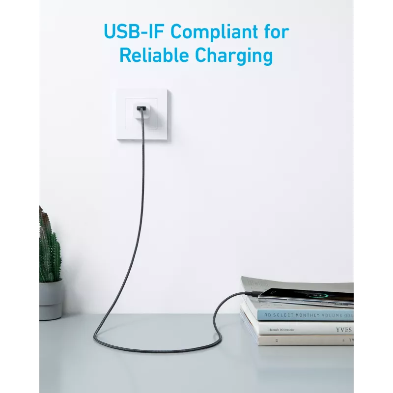 Anker Innovations 322 USB-A - USB-C kaapeli nylon 1,8M musta - kaapeli - digitaali/data