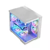 PC-kotelo MODECOM Volcano Panorama Midi Tower valkoinen — micro ATX, karkaistu lasi, ARGB, USB-C, tukee GPU 400 mm