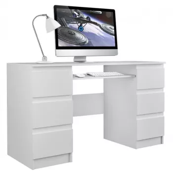 Tietokonepöytä e shop KUBA BIEL MAT, suora, suorakaiteen muotoinen lastulevytaso, 1300×510×760 mm