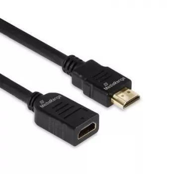 HDMI-jatkokaapeli MediaRange MRCS256, HDMI 2.0, 18 Gbit/s, ARC, HDMI Type-A uros - naaras, 2 m, musta