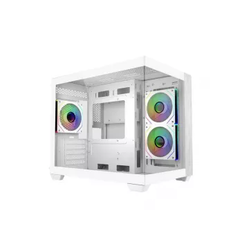 Cooler Master E481-WHNN-S00 Elite 481 WOOD valkoinen, mATX, etupaneeli, 70° täysnäkymä-karkaistu lasi