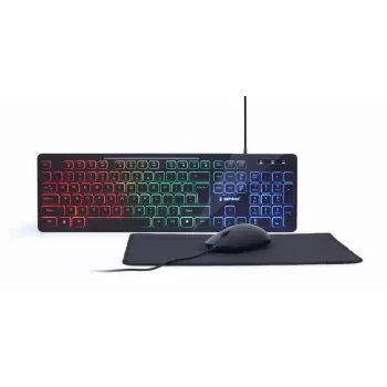 Kaapelillinen Full-Size-näppäimistö hiirellä Gembird KBS-UML-01 — USB, QWERTY US, 104 painiketta, musta