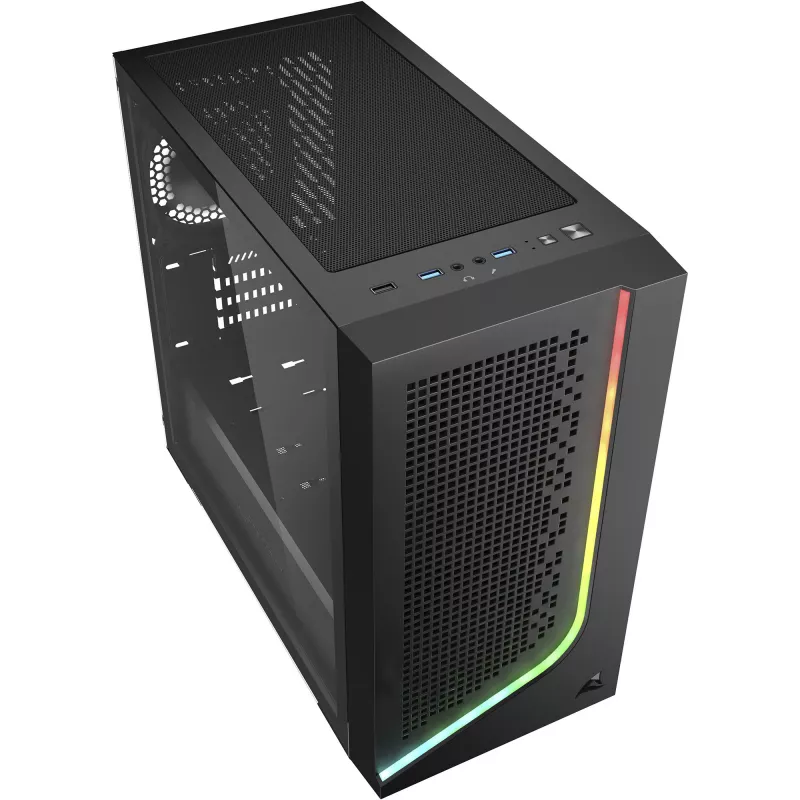 PC-kotelo Sharkoon J1000 ARGB mATX — Mid-Tower Micro-ATX-kotelo ARGB-valaistuksella