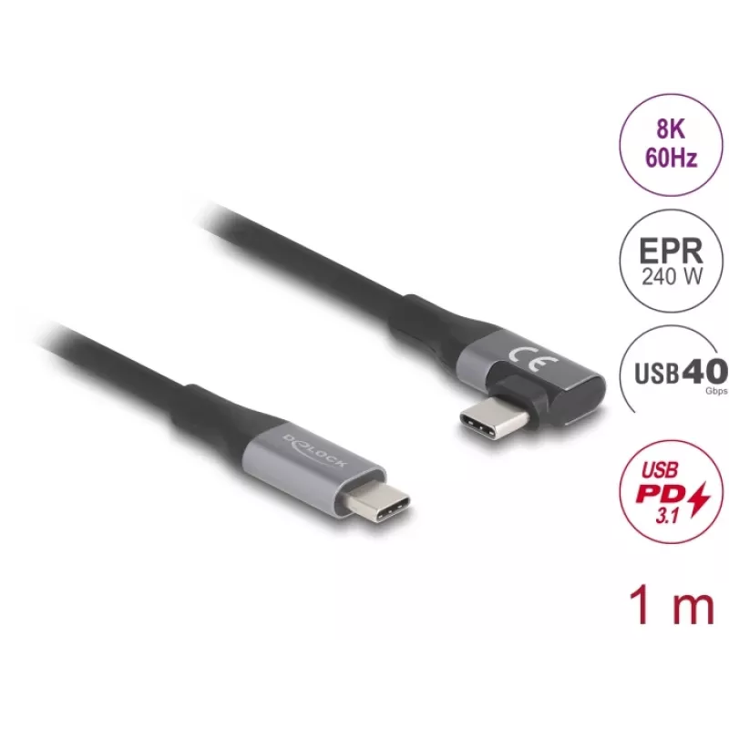 USB-kaapeli DeLOCK 81131 1 m USB-C musta 40 Gbit/s