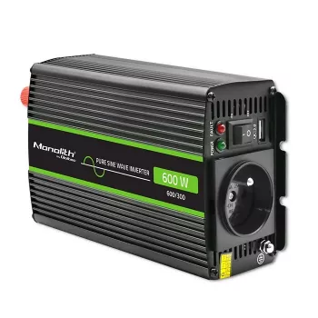 Qoltec Monolith virtasovitin/invertteri auto 600 W musta
