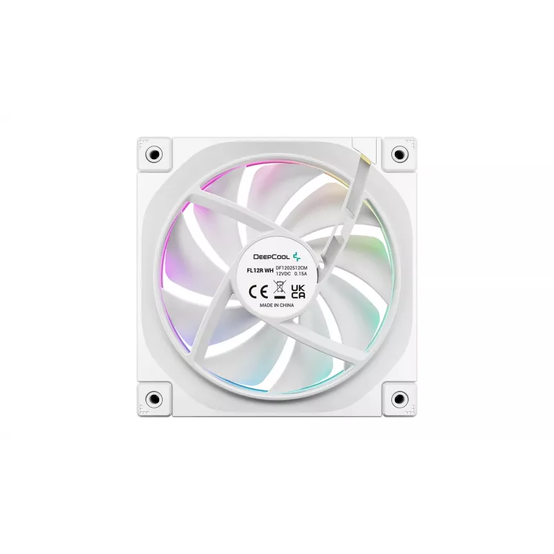 DeepCool FL12R WH 3-in-1 Reverse 120 mm kotelotuulettimet, 3 kpl, 500-2150 r/min, 93,45 m³/h, nestedynaaminen laakeri, 4-nastainen PWM, 33,9 dB, valkoiset