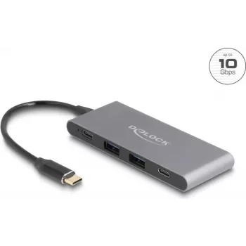 DeLOCK 4 portin USB Type-C -keskitin 2 x USB Type-A 2 x USB Type-C 10 Gbps