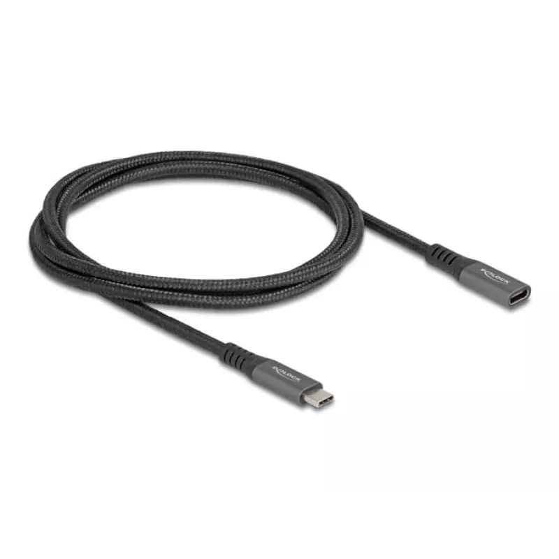 DeLOCK USB-jatkokaapeli USB Type-C uros naaras 10 Gbit/s 1 m harmaa metalli