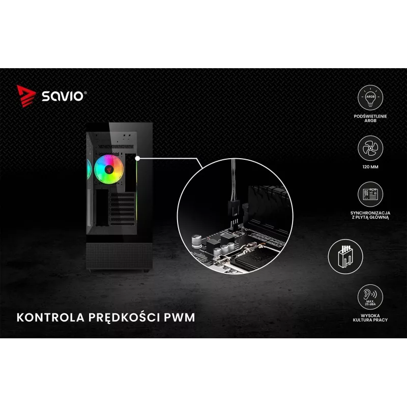 SAVIO Blast 120mm ARGB PWM kotelotuuletin - musta