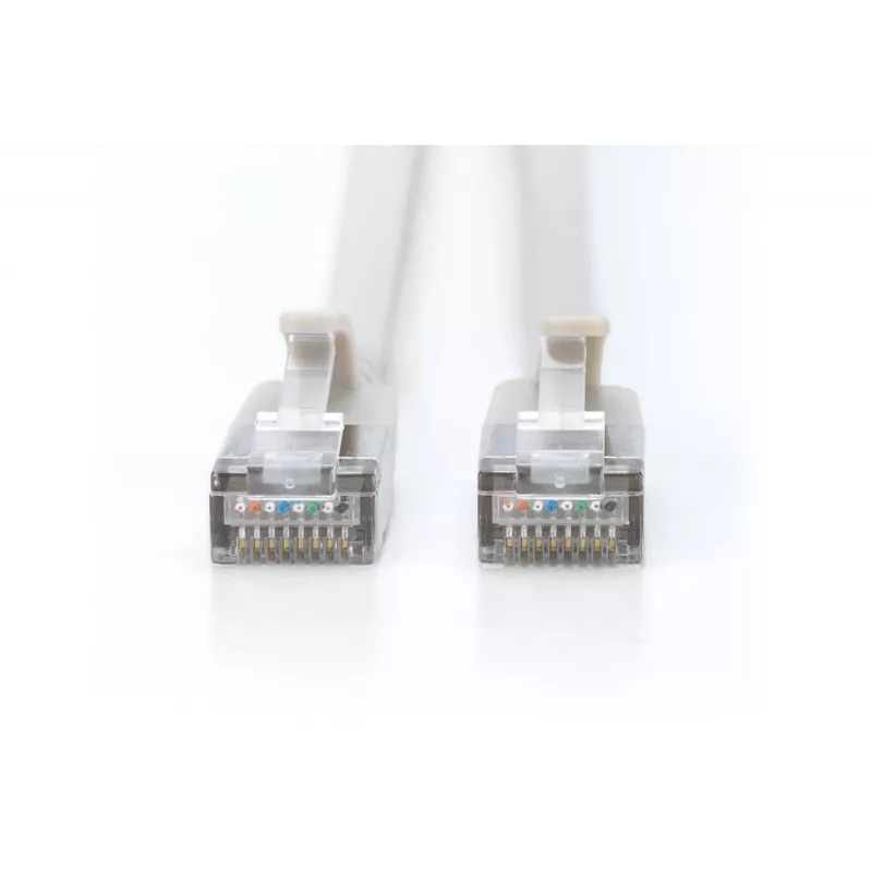 ohut patch-kaapeli DIGITUS CAT6A F-FTP, 7 m, harmaa, RJ-45–RJ-45, 10 Gbit/s