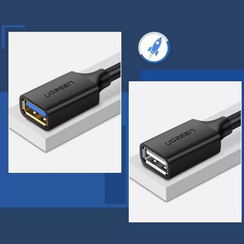 USB 3.0 -jatkokaapeliadapteri UGREEN 10368B — USB-A naaras - USB-A uros, 1 m, musta