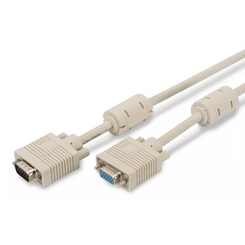 VGA-näytön jatkokaapeli DIGITUS AK-310203-030-E — 3 m, VGA (D-Sub) - VGA (D-Sub), 3Koax+7-johdin, beige