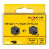 DeLOCK USB Type-C -sovitin gigabitin LAN mini musta